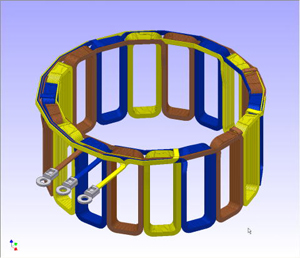 Triple continuously wound coil modeling Coil made of three continuously wound 12-turn edgewise coils.