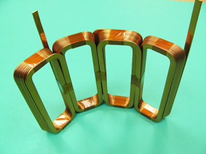 Concentrated winding/coil modeling/rectangular wire/edgewise coils. Continuous winding of four coils. Application for linear motors, etc.